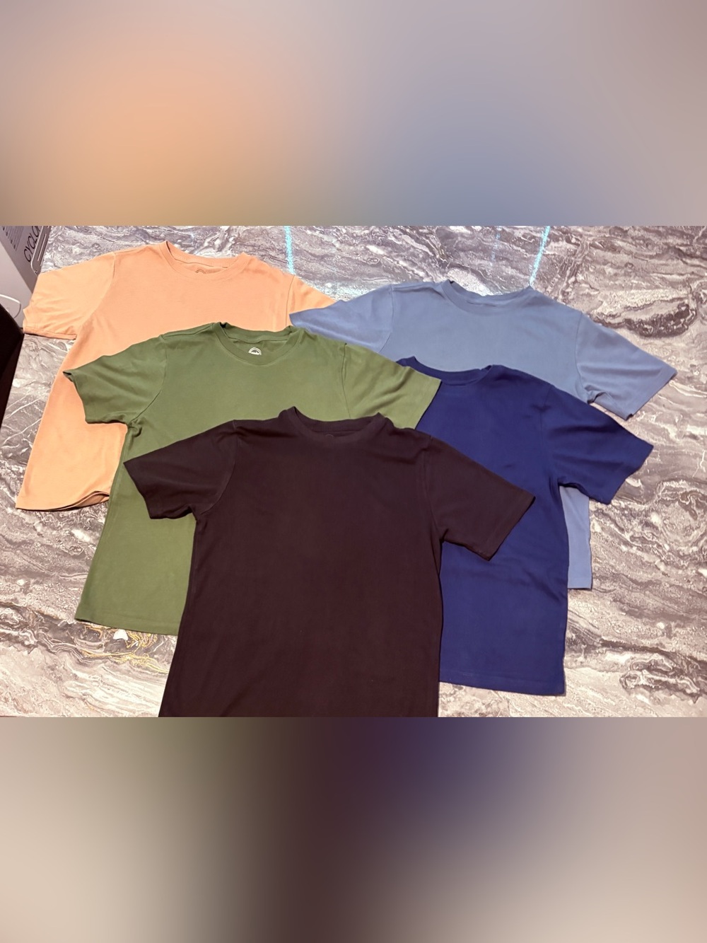 Boy’s Crew Neck T-Shirt Set- Black, Olive, Navy, Light Blue,Tan Size Large 10/12